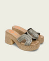 Sandalia tacón piel y textil Porronet JAMIE 3060-023 PLOMO