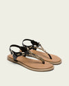 Sandalia plana de piel Porronet con abalorios ESTELA 3112-001 Negro