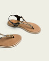 Sandalia plana de piel Porronet con abalorios ESTELA 3112-001 Negro