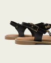 Sandalia plana de piel Porronet con abalorios ESTELA 3112-001 Negro