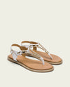 Sandalia plana de piel Porronet con abalorios ESTELA 3112-014 Blanco