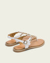 Sandalia plana de piel Porronet con abalorios ESTELA 3112-014 Blanco