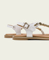 Sandalia plana de piel Porronet con abalorios ESTELA 3112-014 Blanco