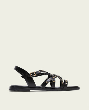 Sandalia plana de piel Porronet VICTORIA 3113-001 Negro