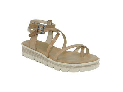 Sandalia plana de piel Porronet 3142-010 Taupe