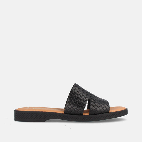 Sandalia plana de mujer tipo zueco Marila ANKARA Negro