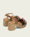 Sandalia de tacón piel y textil Porronet JILLIAN 3063-168 AZUL