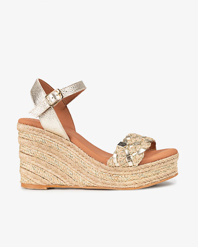 Sandalias CUÑA Popa Bandon con hebilla CA34102 Oro