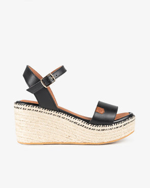 Sandalias CUÑA Popa Arambol Piel CB31901 Negro