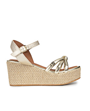 Sandalias CUÑA Popa Tampa Laminado CB33001 Oro
