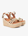 Sandalias CUÑA Popa Albany Oro Yute con hebilla CB33801 Oro