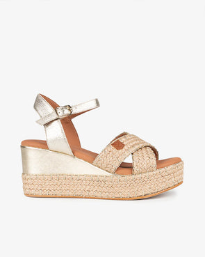 Sandalias CUÑA Popa Benijo Yute Oro CB36202 Oro