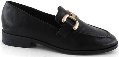 Mocasín aplique metálico plano D´Angela DXF27631 Negro