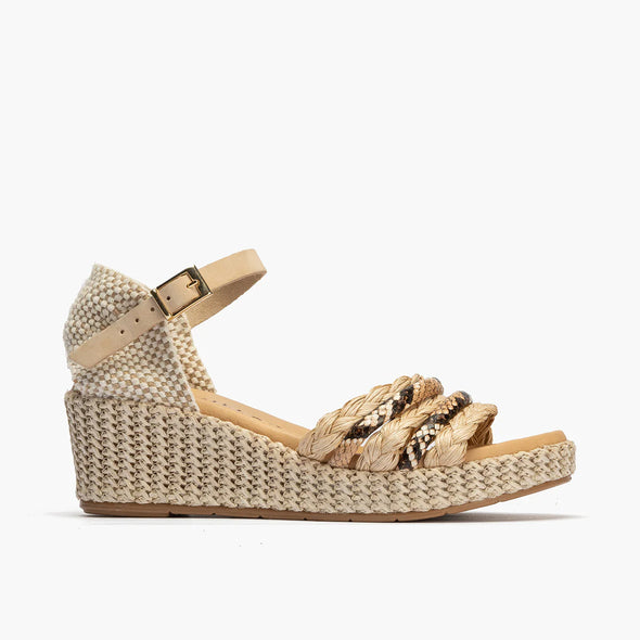 Sandalia de Pitillos pala tiras combinadas 10564 Natural