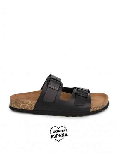 Sandalia BIO de mujer dos hebillas 11096 NEGRO – Arezo Zapatos